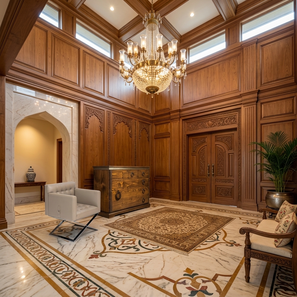 Grand mansion foyer with Quadro chest of drawers